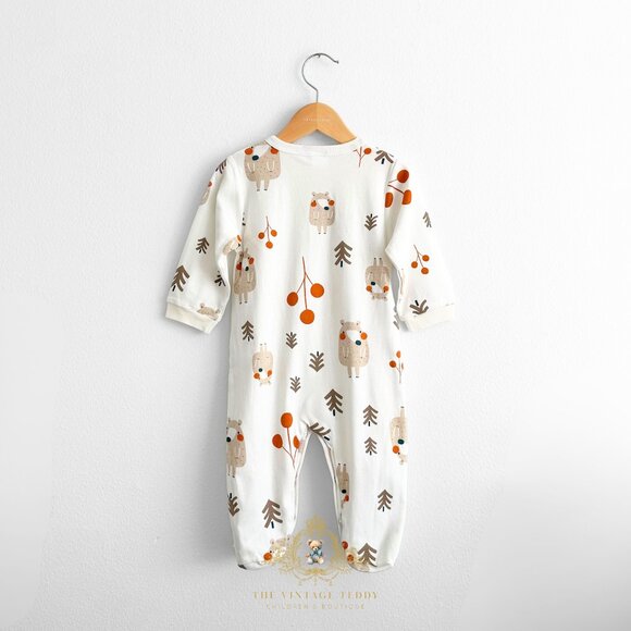 NWT Cute Baby Sleep N' Play Pajamas Romper Footed One-Piece Woodland Bear 9-12M - Picture 2 of 2